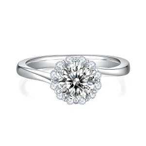 Moissanite Halo 1.0carat Round Diamond Ring Moissanite Halo 1.0carat Round Diamond Ring