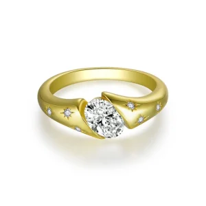Moissanite 1.0carat Gold Oval Diamond Ring Moissanite 1.0carat Gold Oval Diamond Ring