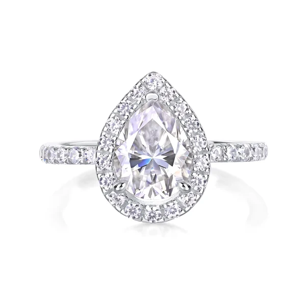 Moissanite 1.5carat Pear Halo Diamond Ring Moissanite 1.5carat Pear Halo Diamond Ring