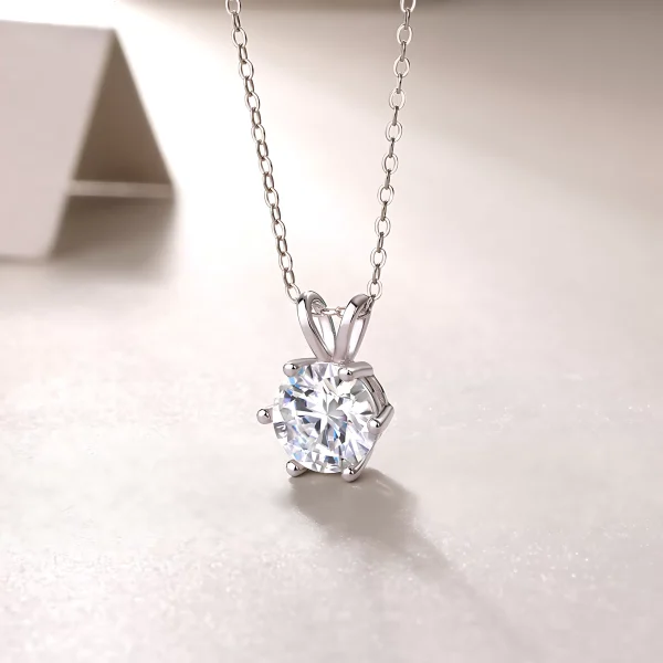 Moissanite 2.0carat Round Pendant Diamond Necklace