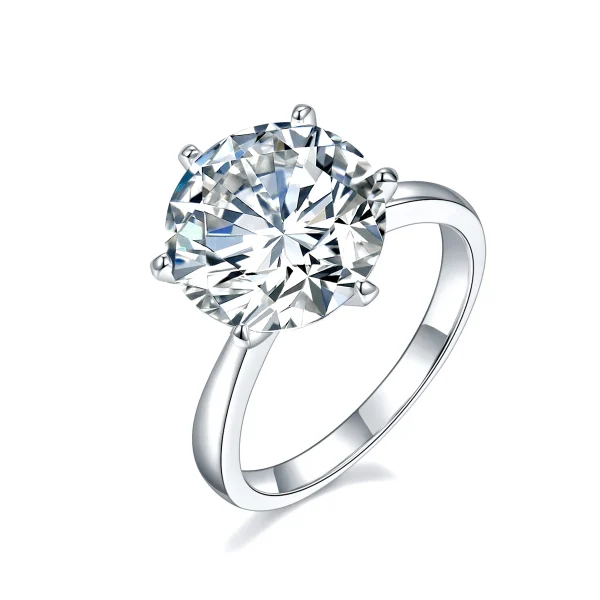 Moissanite 5.0carat 6-Prong Solitaire Round Diamond Ring