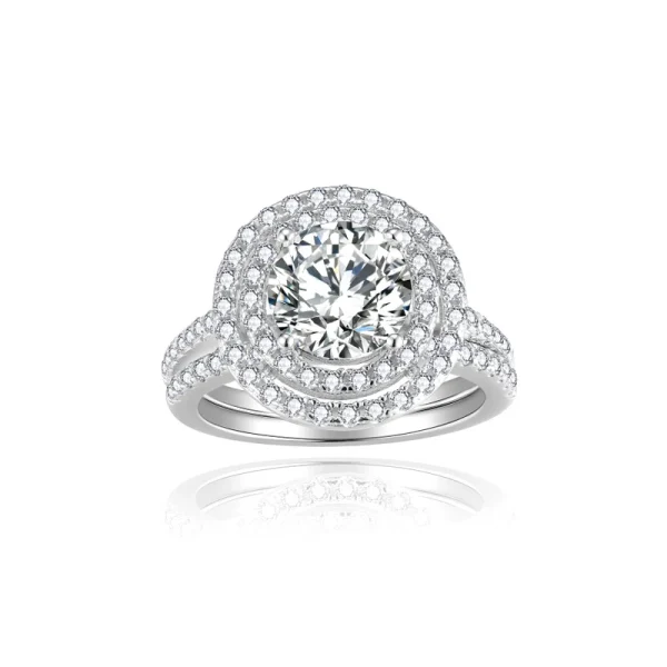 Moissanite 2.0carat Double Halo Round Diamond Ring Can Be Separated Moissanite 2.0carat Double Halo Round Diamond Ring Can Be Separated