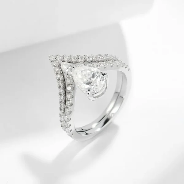 Moissanite Row 1.5carat Pear Diamond Ring