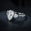 Moissanite Three-Stone 5.0carat Pear Diamond Ring