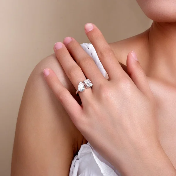 Moissanite Double 3.0carat Pear Diamond Ring