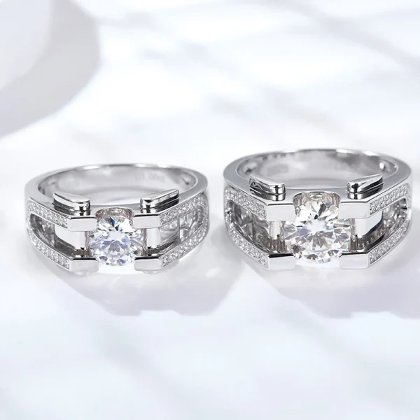 Moissanite Men's 1.0-2.0carat Round Diamond Ring