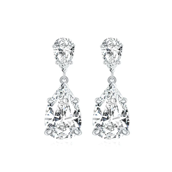 Moissanite Two Stone 7*11mm Pear Diamond Earrings