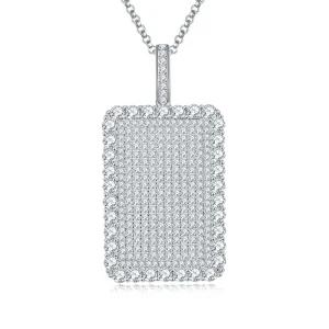 Moissanite Large Rectangular Full Diamond Necklace Moissanite Large Rectangular Full Diamond Necklace