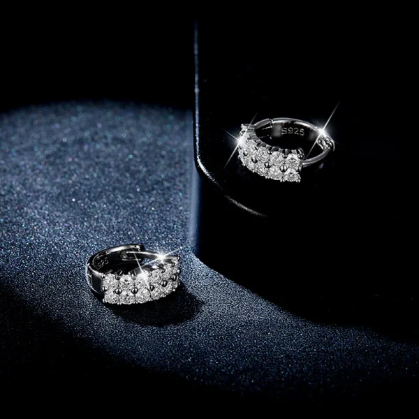 Moissanite 1.8mm 2-Row VVS D Hoop Diamond Earrings Moissanite 1.8mm 2-Row VVS D Hoop Diamond Earrings