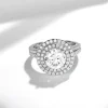 Moissanite 2.0carat Double Halo Round Diamond Ring Can Be Separated Moissanite 2.0carat Double Halo Round Diamond Ring Can Be Separated