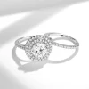 Moissanite 2.0carat Double Halo Round Diamond Ring Can Be Separated Moissanite 2.0carat Double Halo Round Diamond Ring Can Be Separated
