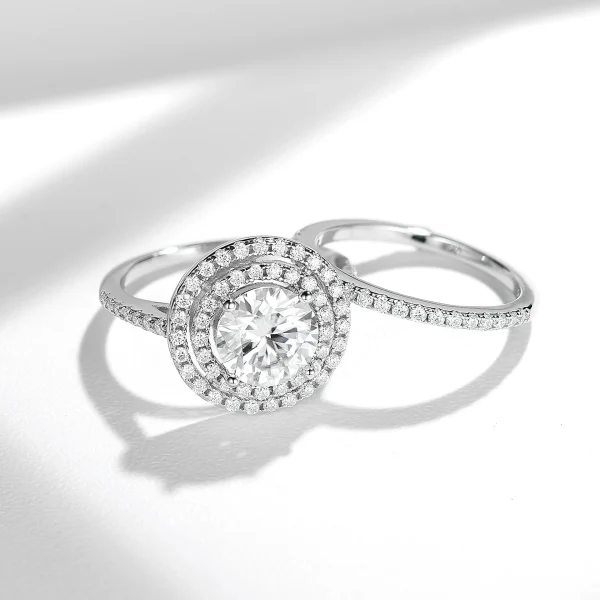 Moissanite 2.0carat Double Halo Round Diamond Ring Can Be Separated Moissanite 2.0carat Double Halo Round Diamond Ring Can Be Separated