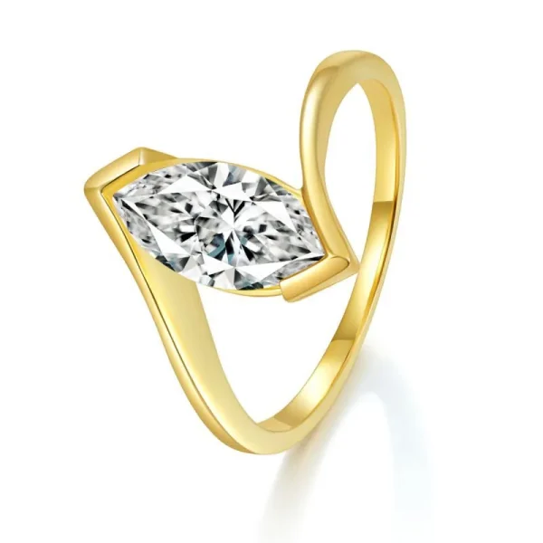 Moissanite Asymmetrical 1.0carat Marquise Diamond Ring